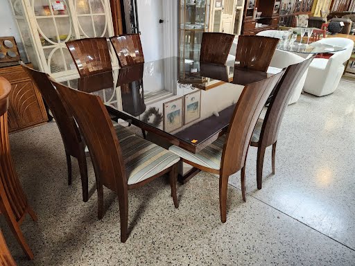 Dining Set Rosewood High Gloss w. 8 Chairs DESIGNER