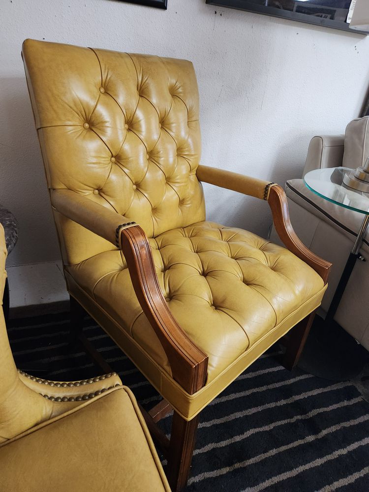 Yellow Leather Arm Chair