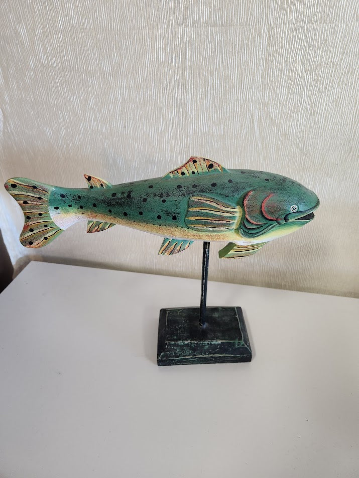 12x14 Wood Carved Trout Home Item