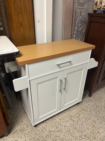 White /Wood Tone Kitchen Island