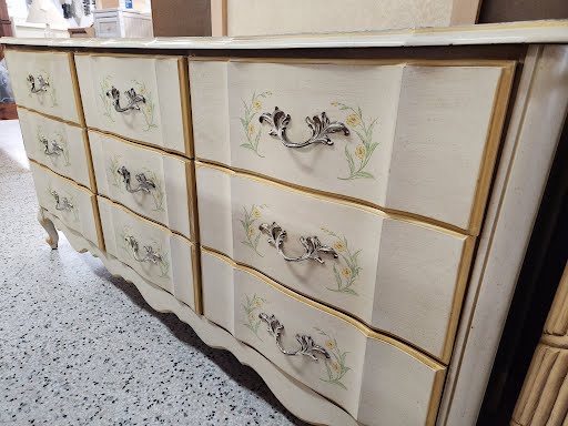 69W" French Provencial Dresser- Cream/Floral Design