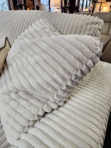 White Stripe Fluffy Sectional