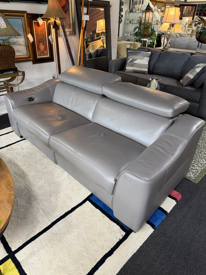 Grey Leather Recliner Love Seat