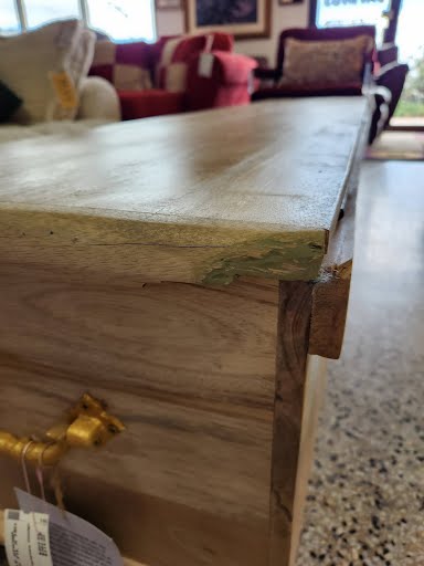 Hand Carved NOELLE Storage Bench in Driftwood *As is*