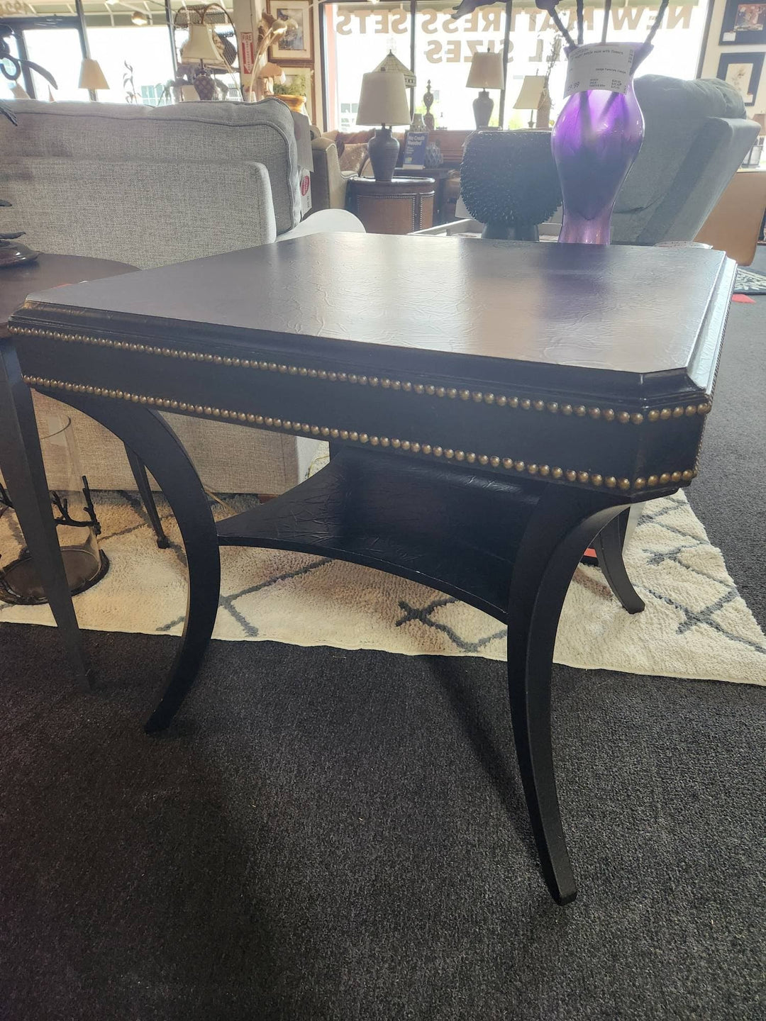 Black Crackle Design Entry End Table