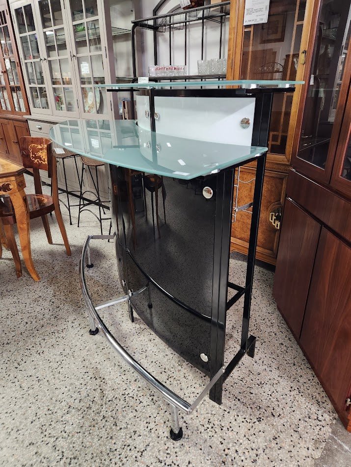 Black Half Moon Bar Cart