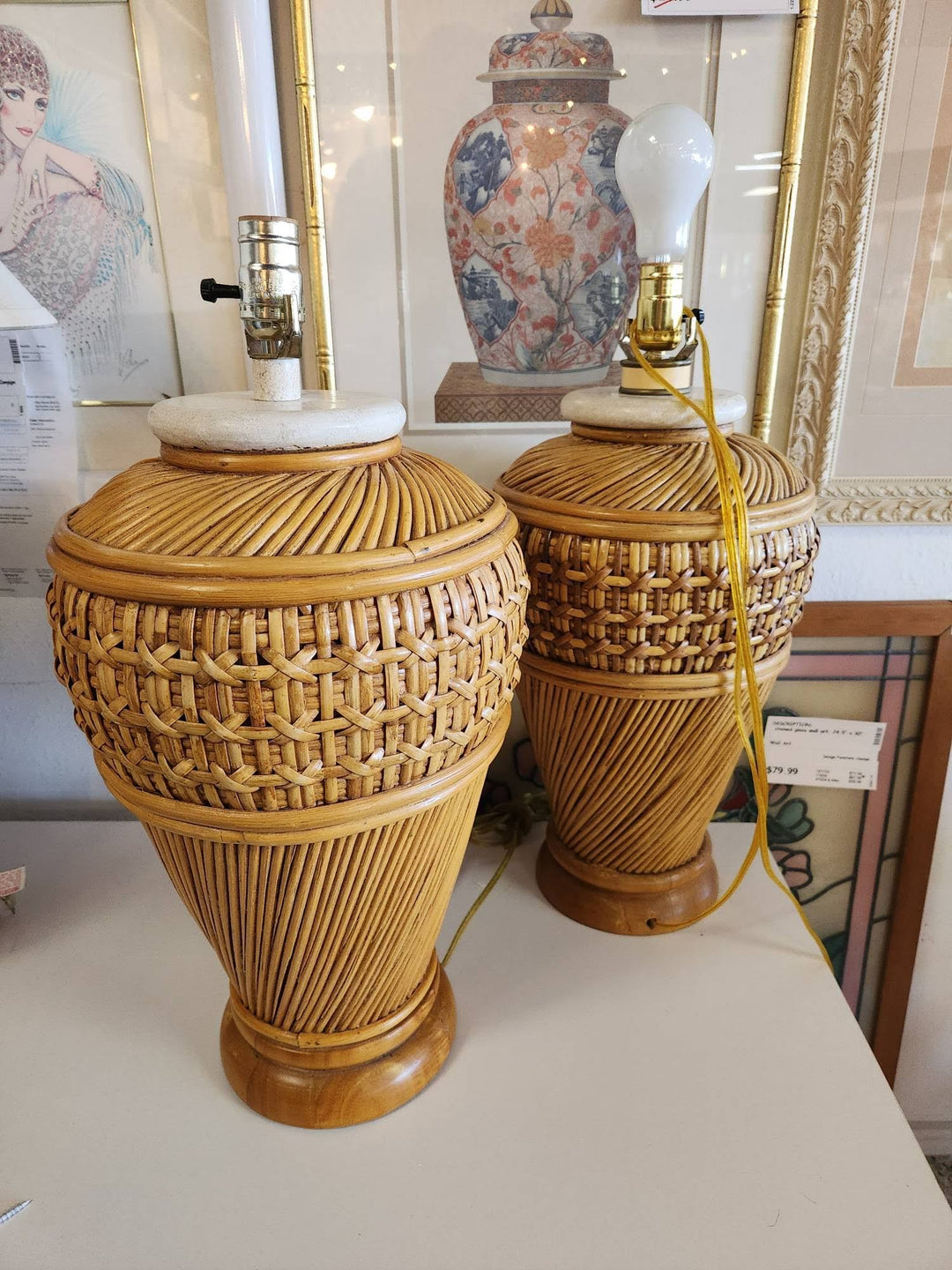 SET OF 2 - Bamboo Table Lamps