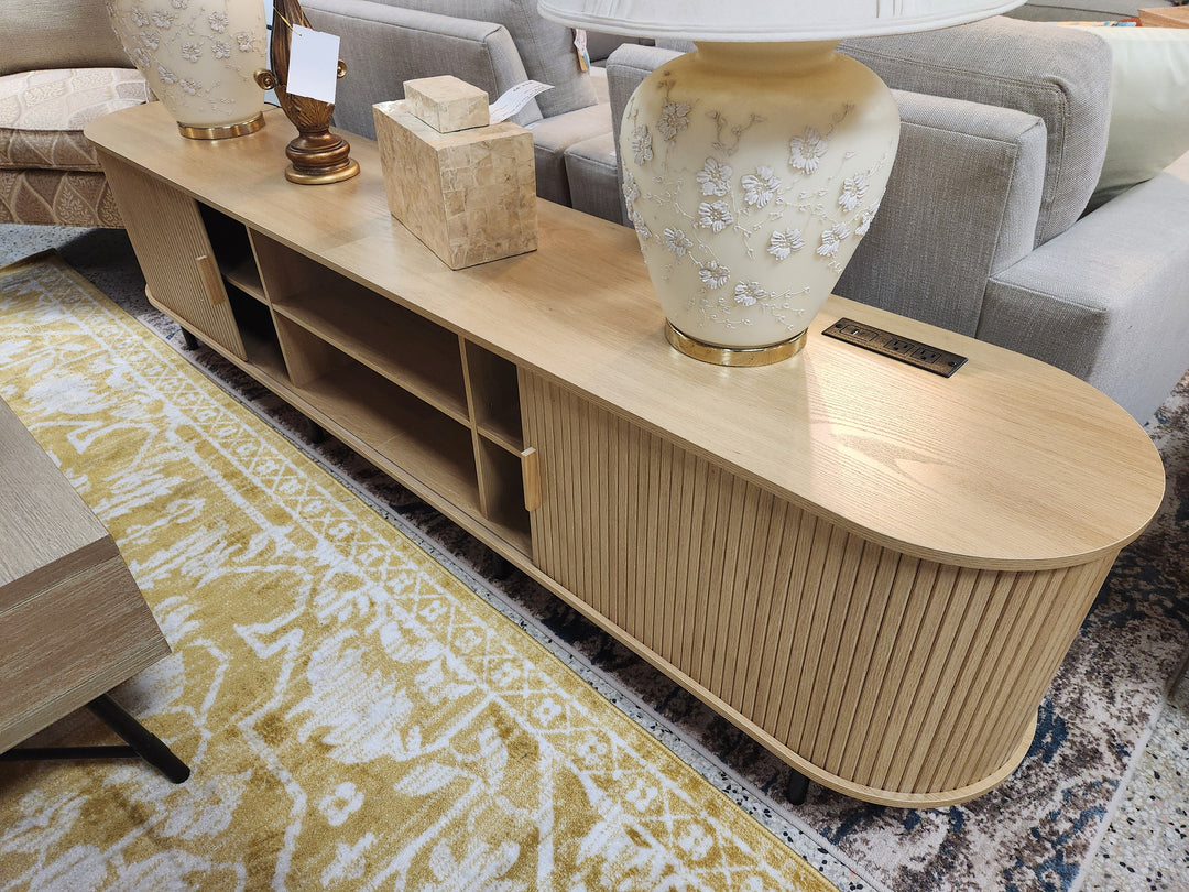 Tambour Door Curved Console Table