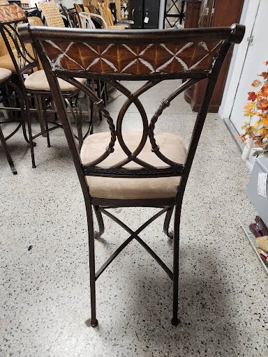 Set of 3 Black Metal Bar Stools