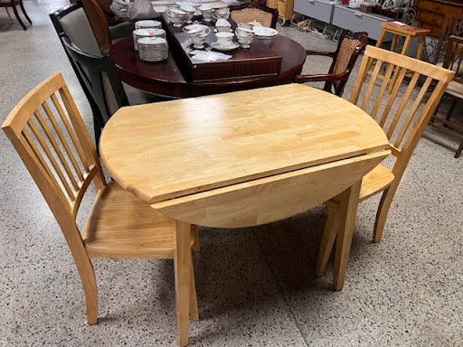 Light Wood Dining Set with Two Chairs