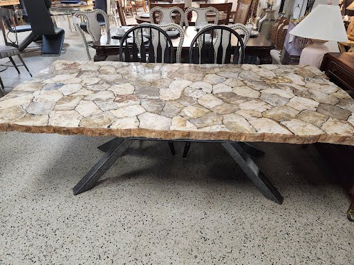 Arhaus Handcrafted Petrified Wood Dining Table