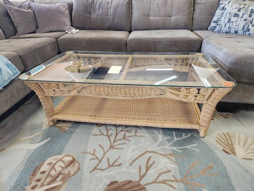 Coffee Table Glass Top Bamboo Base
