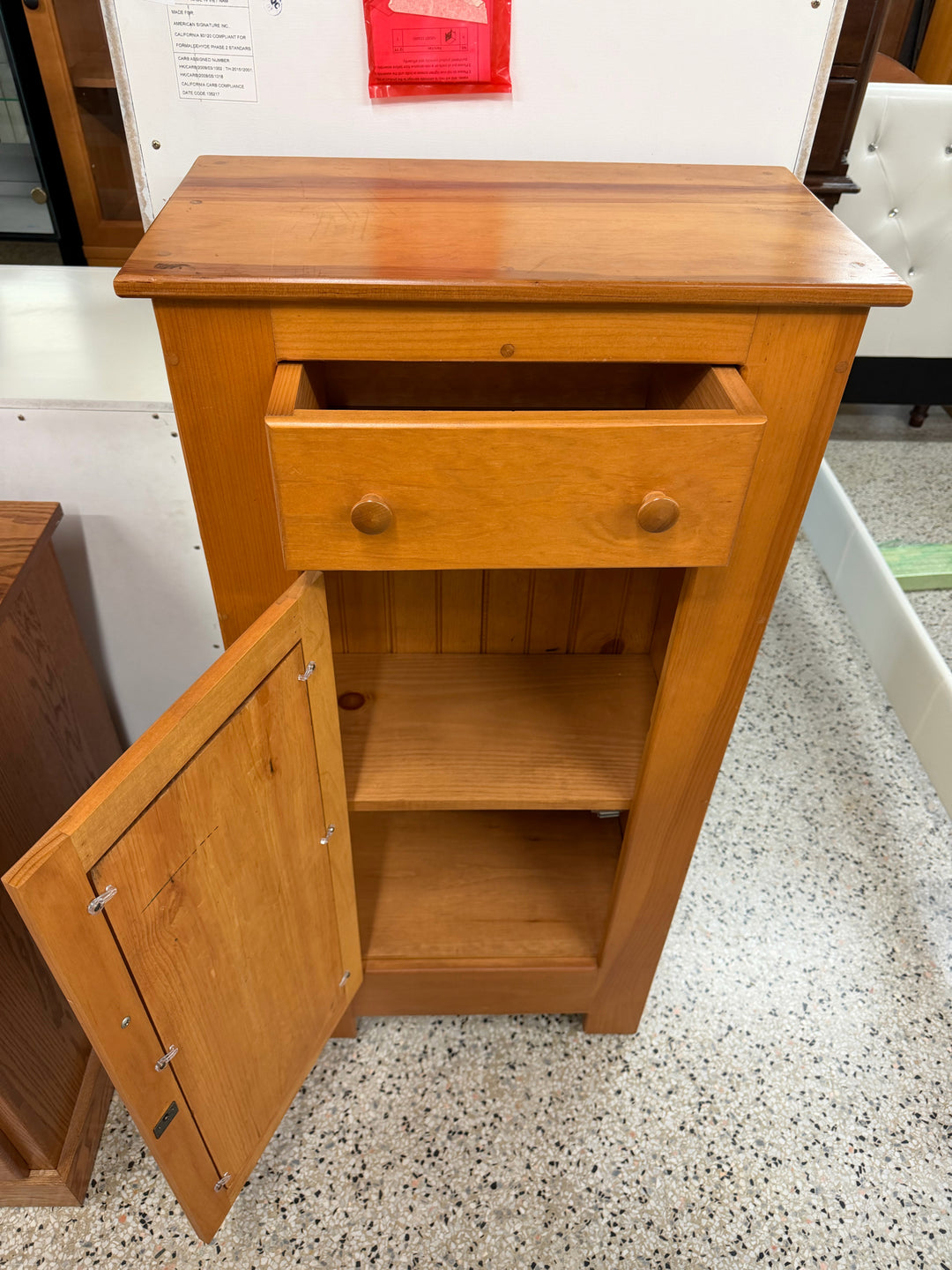 Light Wood Hand Painted Lighthouse Cabinet