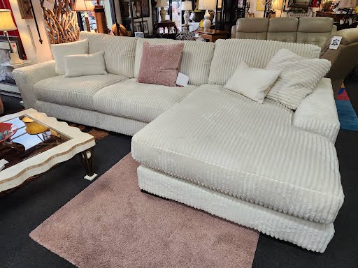 White Stripe Fluffy Sectional