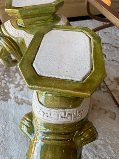 20"H Rare Green Glazed Elephant Statue