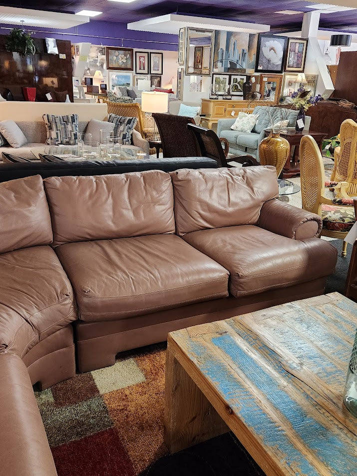 Dusty Mauve Leather Drexel Sectional