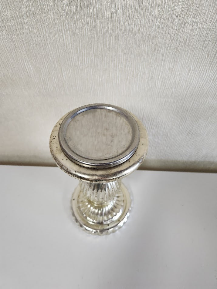 9"H Fluted Glass Candleabra