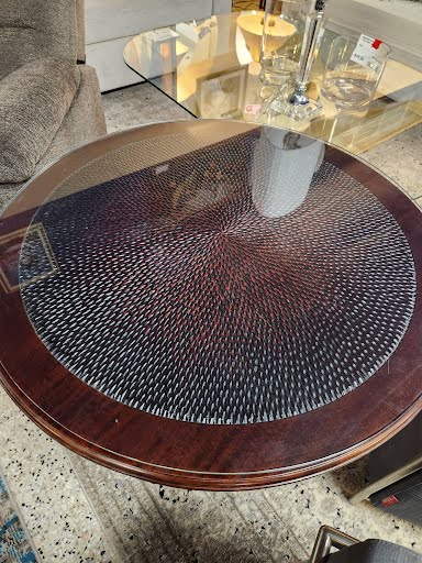 PELECEK Glass Top End Table