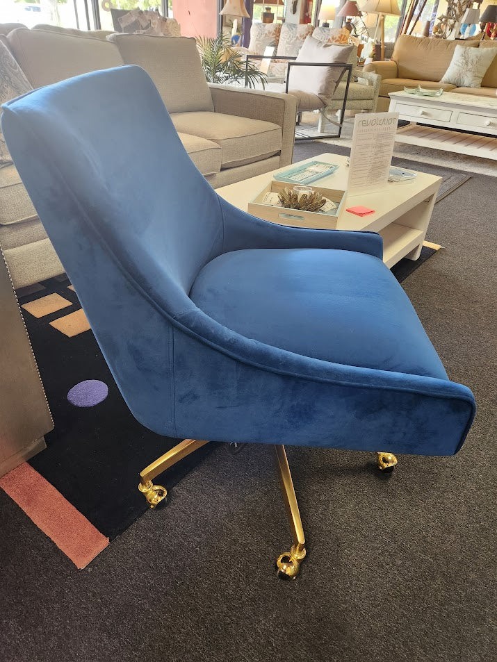 Blue Velvet Desk Chair