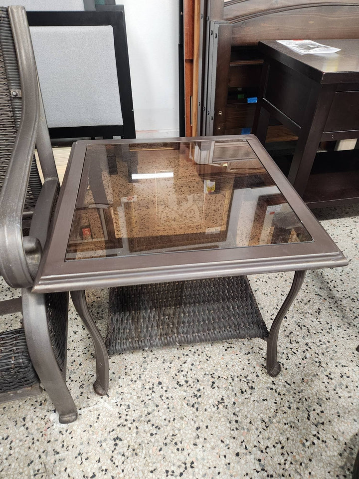 Outdoor Table - Single Metal and Glass Top