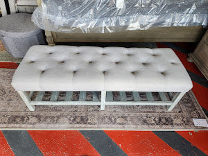 Grey Tufted Bench