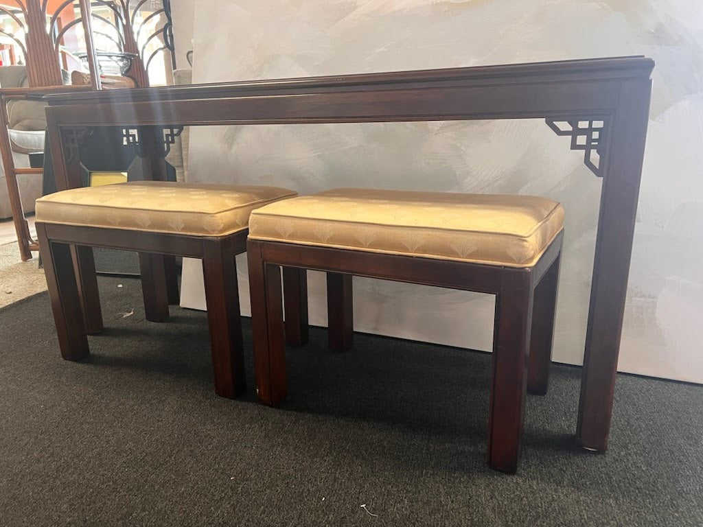 Drexel Sofa Table w. Two Stools