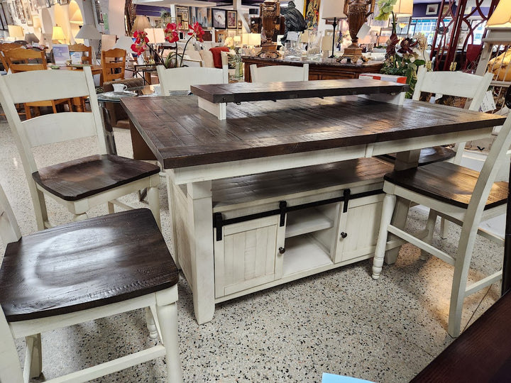 counter height set w.6 chairs. Farm style Dining Set