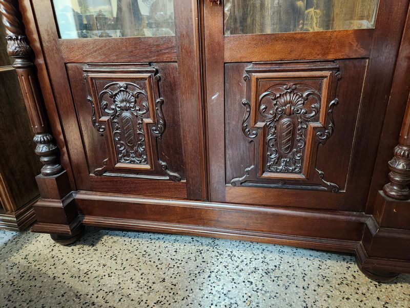 Carved Wood display China Cabinet