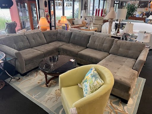 Sectional Grey Tufted U Shape