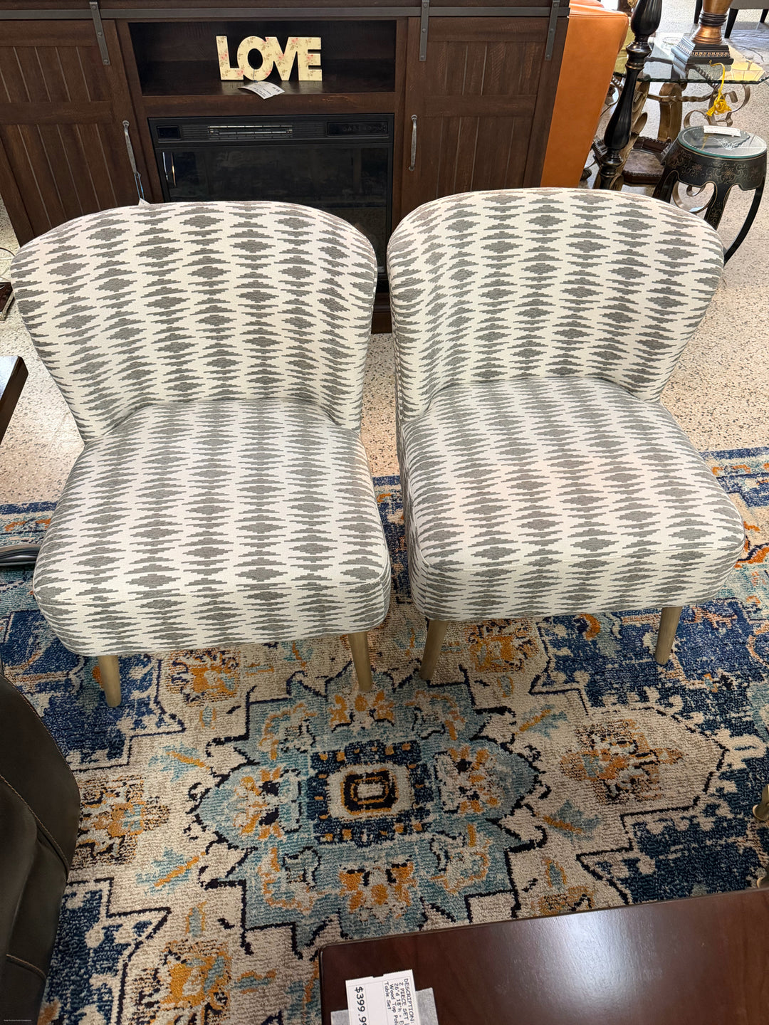 Grey/White Armless Chair