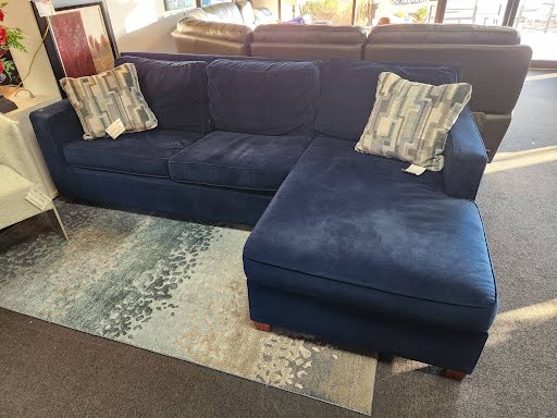 WEST ELM Love Seat w/ Chaise - Blue Cobalt