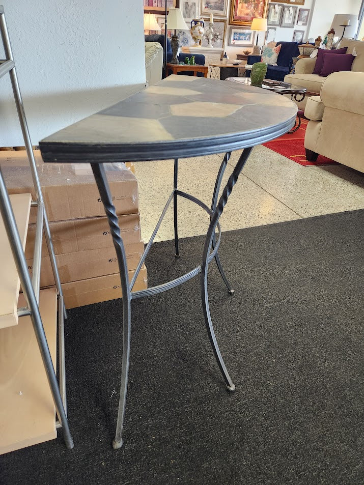 Demilune Slate Top Wrought iron Base