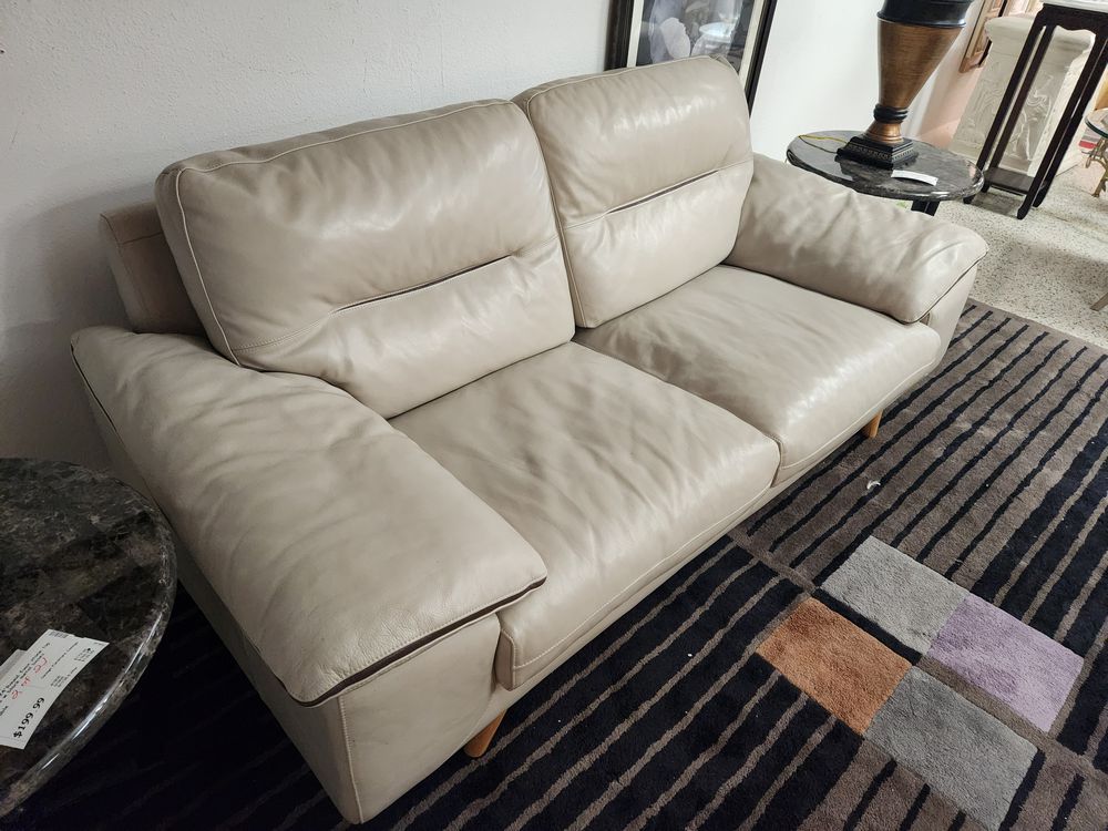 Beige Leather Sofa