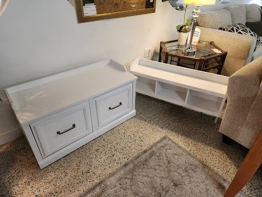 39W" 2pc Storage Bench/Rack Hall Tree - White