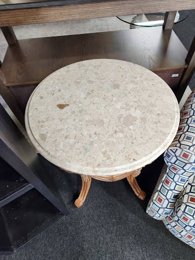 SET OF 2- 1980s Tassel Travertine End Table