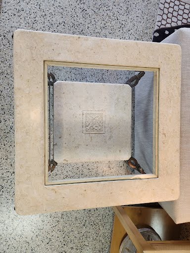 Faux Stone Glass End Table