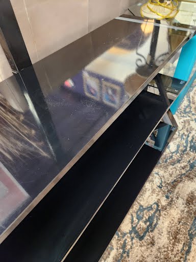 Console Table Black Glass w.TV Mount