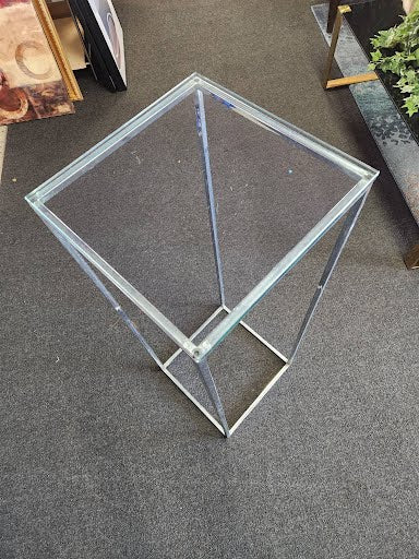 Glass Top Chrome Pedestal