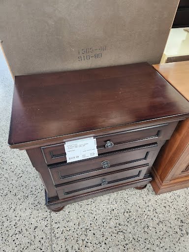 Dark Wood Three Drawer Nightstand