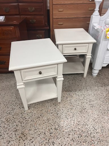 SET OF 2- White End Tables