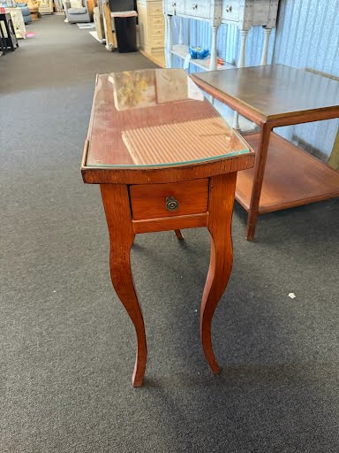Mid-Century End Table Glass Top