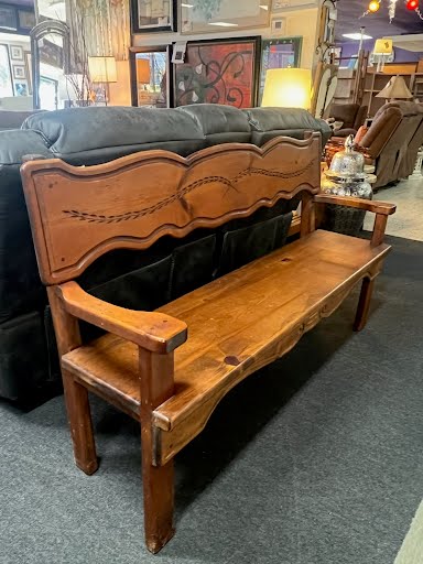 60W" Carved Wood Bench