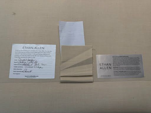 Ethan Allen Rolled White Fabric Sofa
