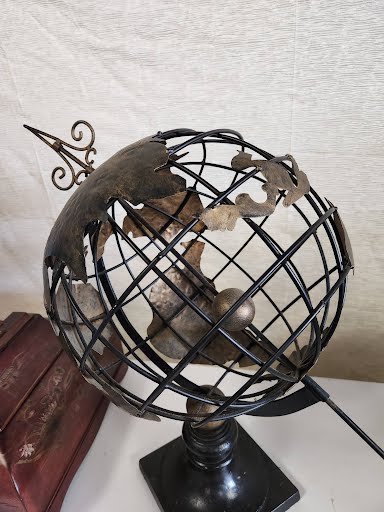 Vintage Celestial Metal Armillary Globe Sphere