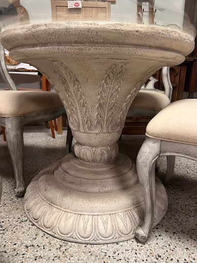 60" Round Glass Top Dining Set w.Four Chairs