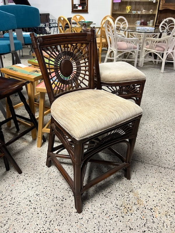 SET OF 2- Rattan Counter Stool's