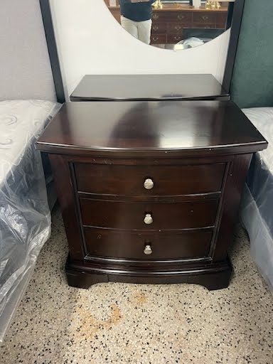 Three Drawer Dark Nightstand