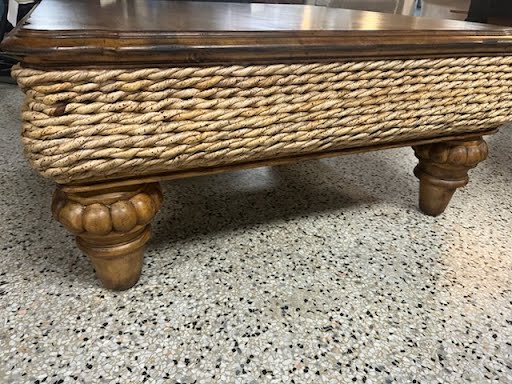 Coffee Table Wicker Trim 38x38"