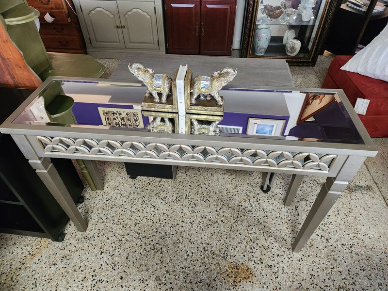 Silver Mirror Top Sofa Table