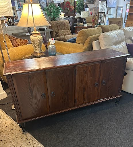 Console Table 55"w Oak w. Storage
